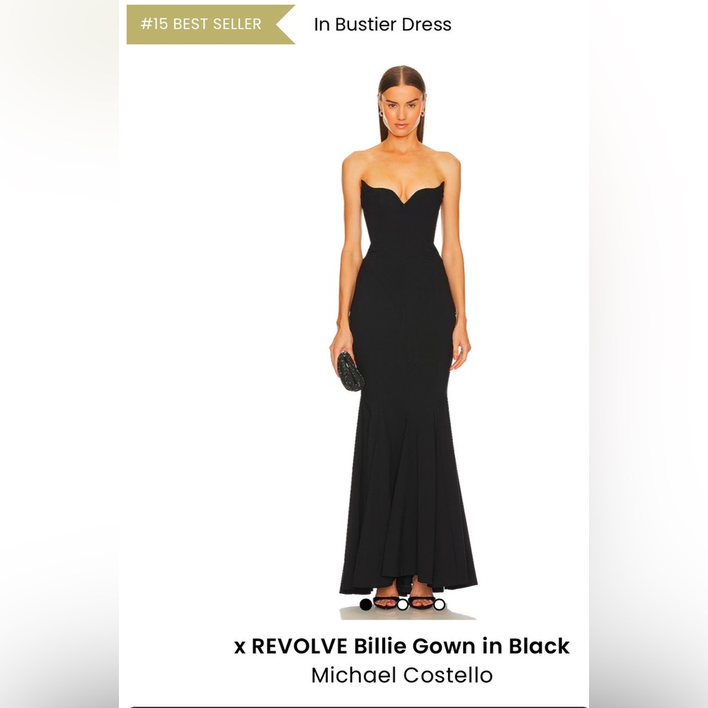 X Revolve Billie Gown Michael Costello Large Black Strapless Gown